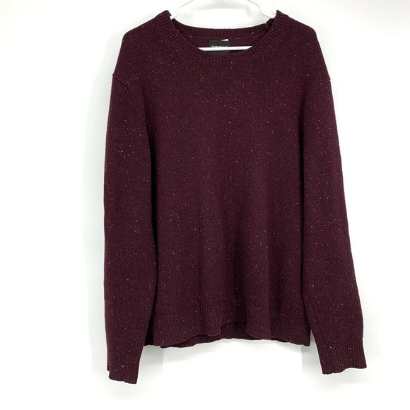 Club Monaco Mens Sweater Burgundy Marled 100% Wool Pullover Crewneck - Picture 3 of 11